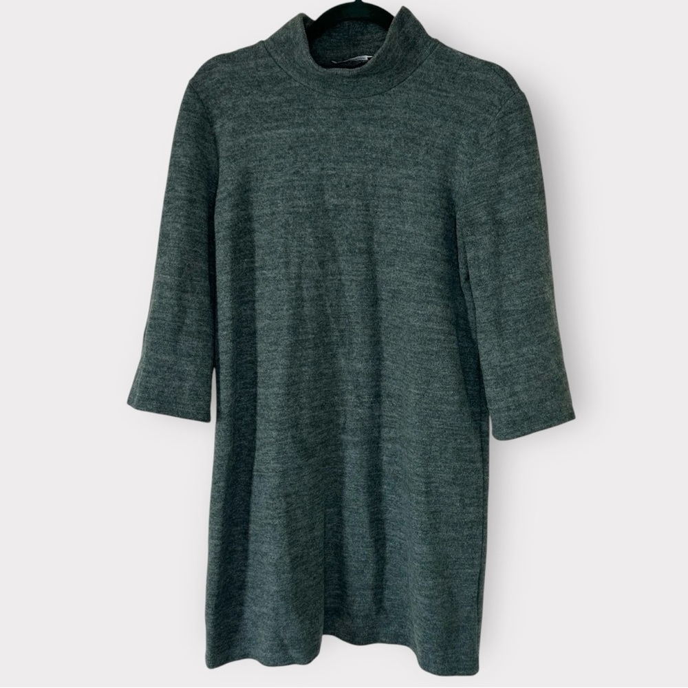 ZARA Mock Neck Sweater Dress Green Medium